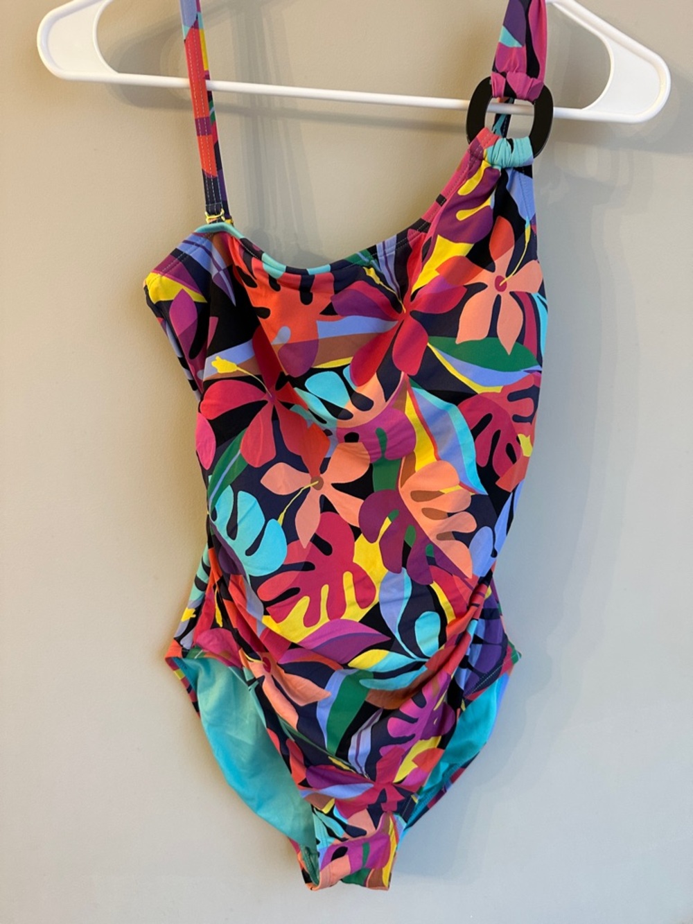 Bleu Rod Beattie Multicolor Tropical One-Shoulder Swimsuit